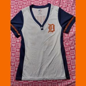Detroit Tigers MLB Women's Navy Orange Sparkle Jersey Shirt